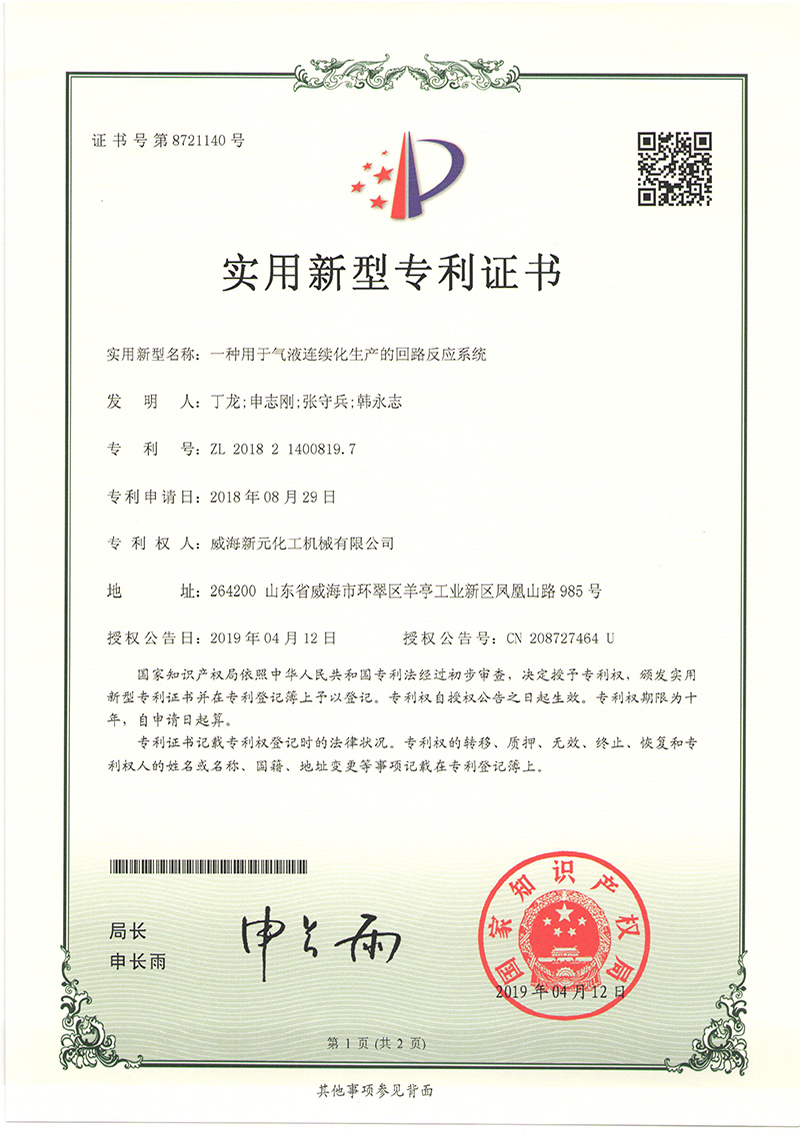 一種用于氣液連續化生產的回路反應系統